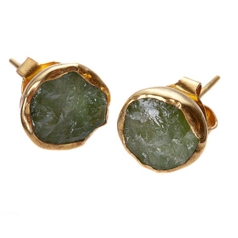 Gold Plate Tourmaline Studs - Afghanistan